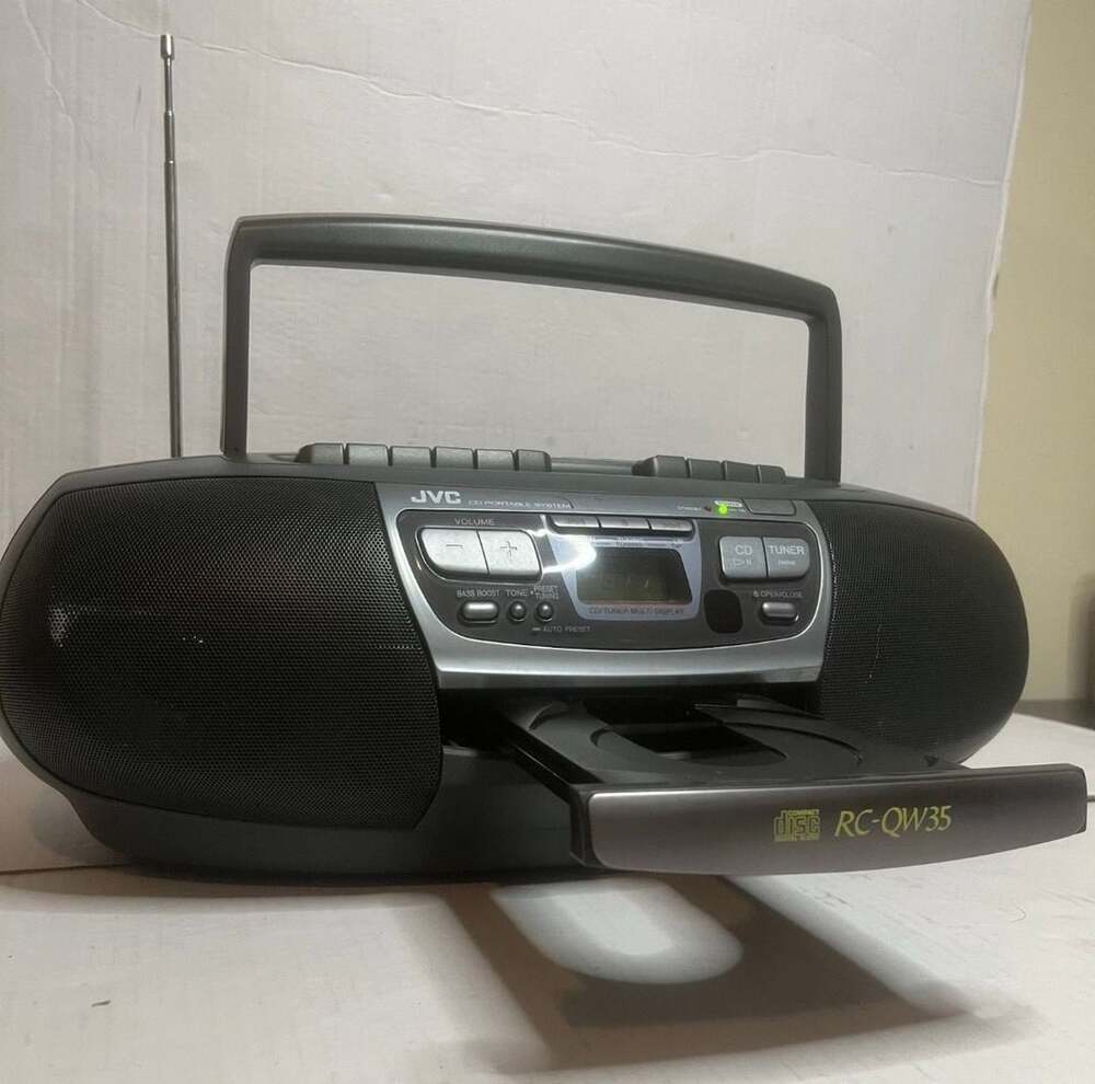 Vintage JVC RC-QW35 Portable CD Cassette System Boombox Radio Stereo